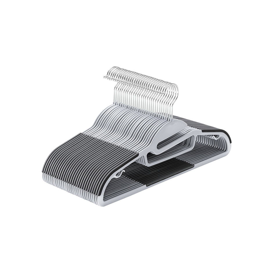 Plastic Coat Hangers – Plastic – Grey – Space-Saving Non-Slip Design, 360° Rotating Hook, Set of 20