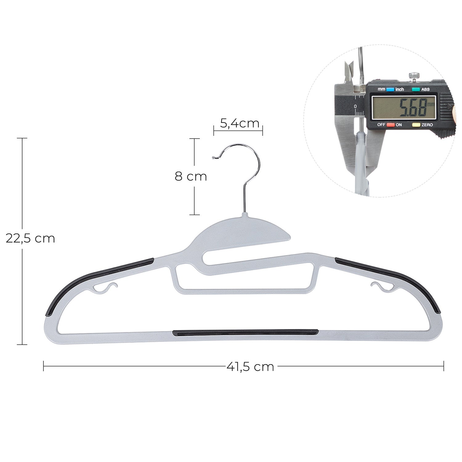 Plastic Coat Hangers – Plastic – Grey – Space-Saving Non-Slip Design, 360° Rotating Hook, Set of 20