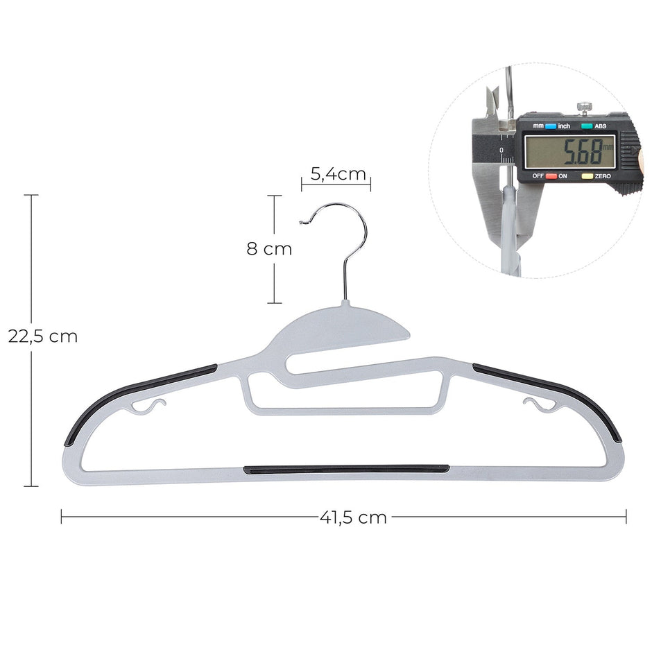 Plastic Coat Hangers – Plastic – Grey – Space-Saving Non-Slip Design, 360° Rotating Hook, Set of 20