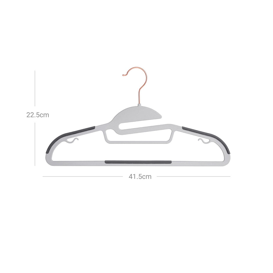 Coat Hangers – Plastic – Gray – Heavy-Duty, Non-Slip, Space-Saving, 360° Swivel Hook, 30-Pack