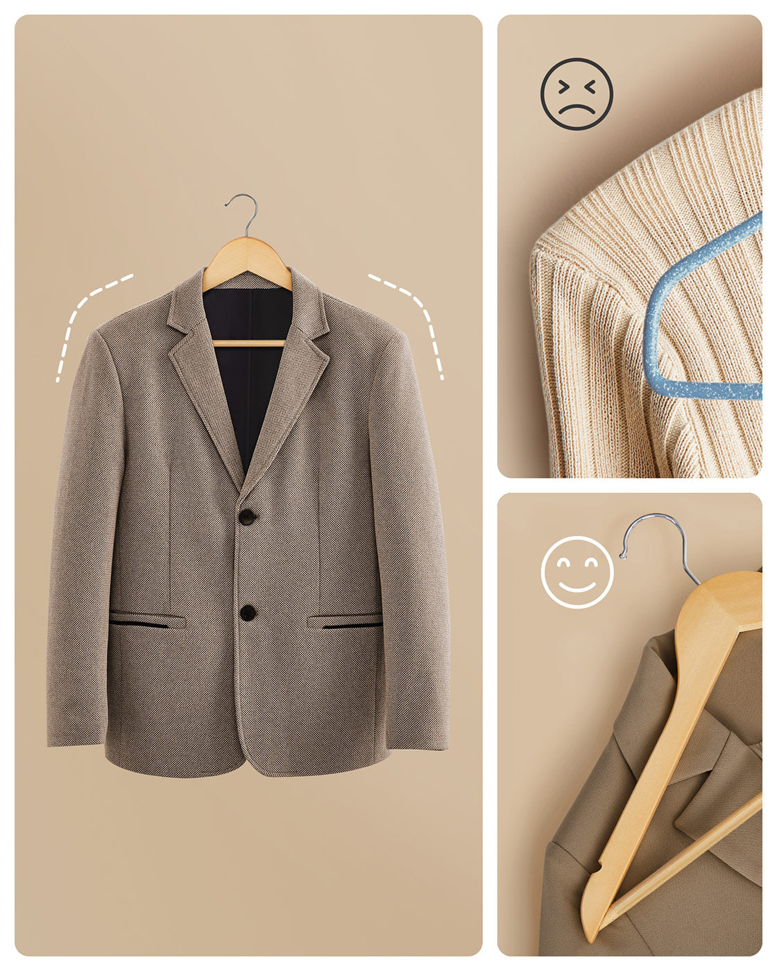 Wooden Hangers – Maple Wood – Natural – 360 Degree Rotating with Skirt Notches and Trouser Bar