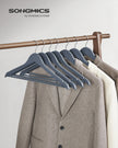 Wooden Hangers – Maple Wood – Lead Grey and Silver – Set of 20 with Shoulder Notches and Anti-Slip Trousers Bar, 360° Swivel Hook