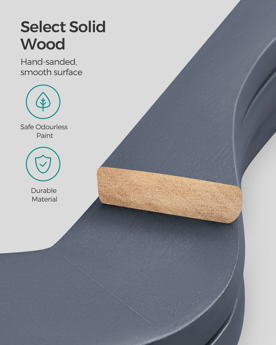 Wooden Hangers – Maple Wood – Lead Grey and Silver – Set of 20 with Shoulder Notches and Anti-Slip Trousers Bar, 360° Swivel Hook
