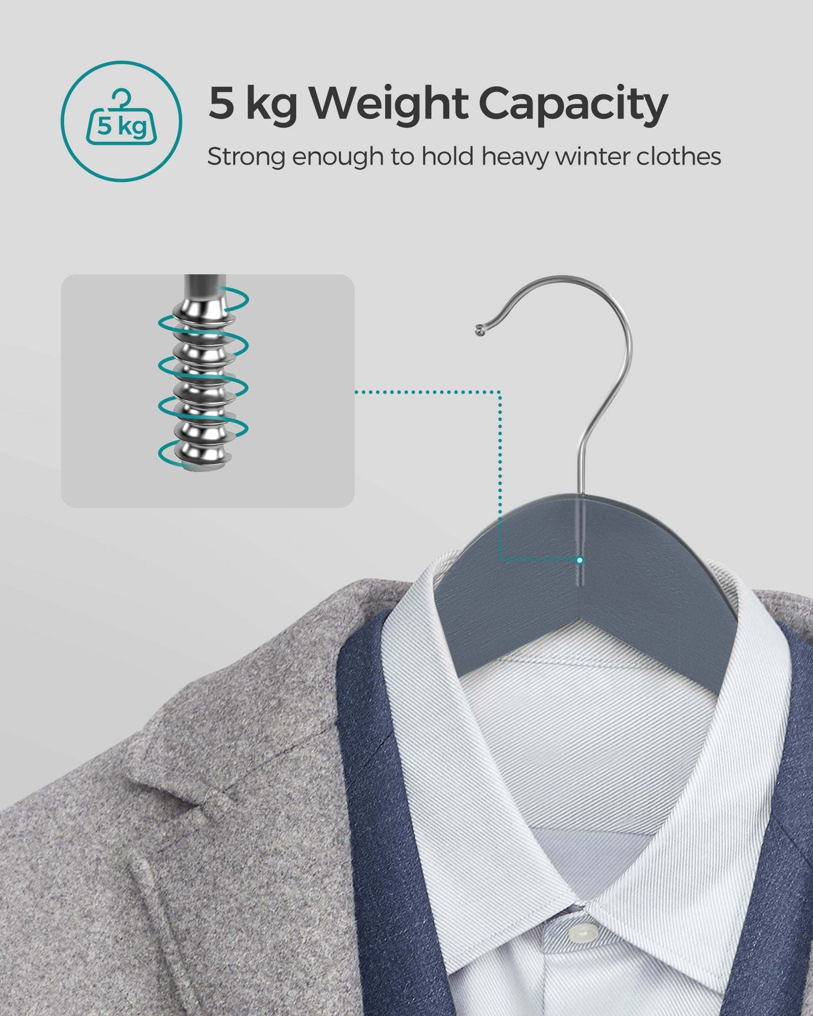 Wooden Hangers – Maple Wood – Lead Grey and Silver – Set of 20 with Shoulder Notches and Anti-Slip Trousers Bar, 360° Swivel Hook