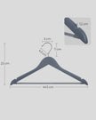 Wooden Hangers – Maple Wood – Lead Grey and Silver – Set of 20 with Shoulder Notches and Anti-Slip Trousers Bar, 360° Swivel Hook
