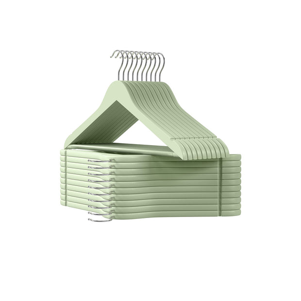 Wooden Hangers – Wood – White – Pack of 50 with Anti-Slip Sleeve and Metal Hook