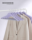 Wooden Coat Hangers – Maple Wood – Light Purple and Silver – 360° Swivel Hook with Shoulder Notches and Anti-Slip Trousers Bar, Set of 20