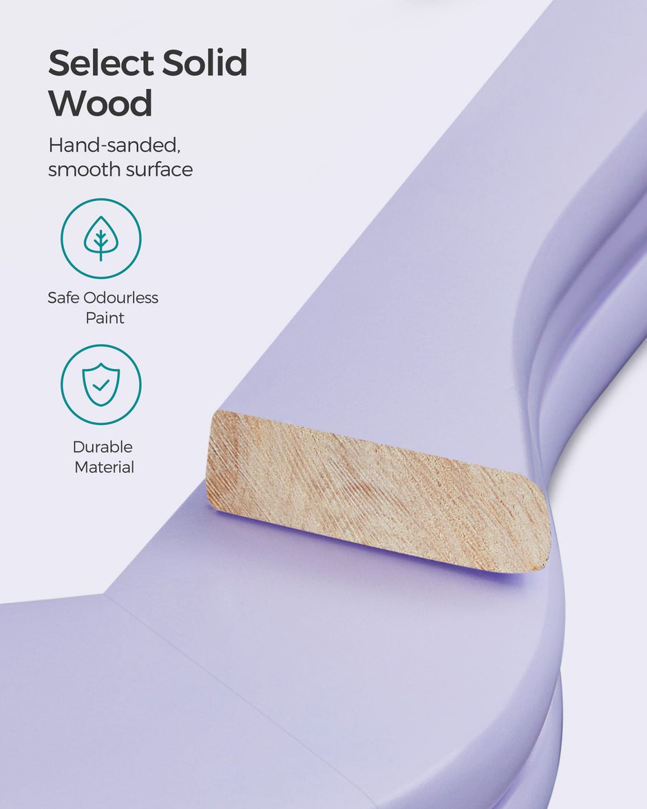 Wooden Coat Hangers – Maple Wood – Light Purple and Silver – 360° Swivel Hook with Shoulder Notches and Anti-Slip Trousers Bar, Set of 20