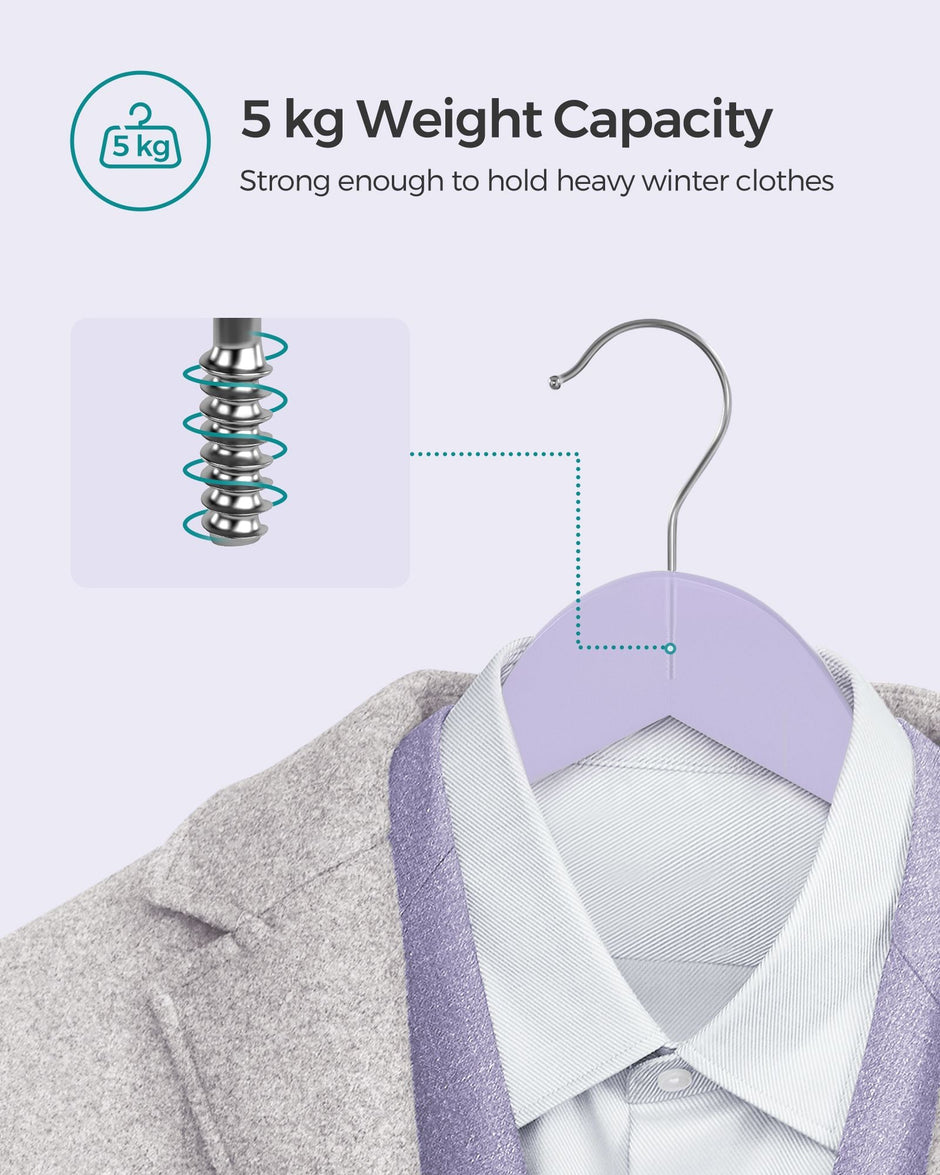 Wooden Coat Hangers – Maple Wood – Light Purple and Silver – 360° Swivel Hook with Shoulder Notches and Anti-Slip Trousers Bar, Set of 20