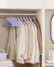 Wooden Coat Hangers – Maple Wood – Light Purple and Silver – 360° Swivel Hook with Shoulder Notches and Anti-Slip Trousers Bar, Set of 20