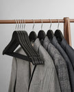 Solid Wood Hangers – Maple – Dark Walnut – 20-Pack with Shoulder Notches and Trousers Bar