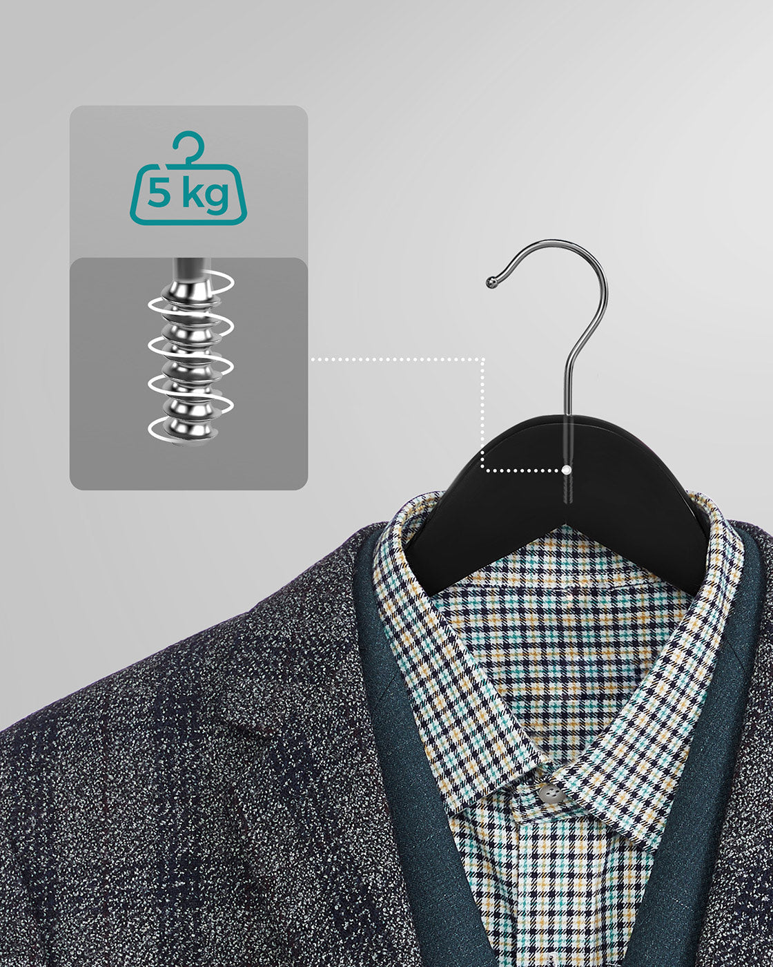 Solid Wood Hangers – Maple – Dark Walnut – 20-Pack with Shoulder Notches and Trousers Bar