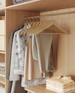 Wooden Hangers – Solid Birch – Natural Beige – Pack of 30 with Pants Bar and 360° Swivel Hooks