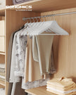 Wooden Hangers – Solid Birch – Cloud White – Pack of 30 with 360° Swivel Hooks and Pants Bar