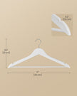 Wooden Hangers – Solid Birch – Cloud White – Pack of 30 with 360° Swivel Hooks and Pants Bar