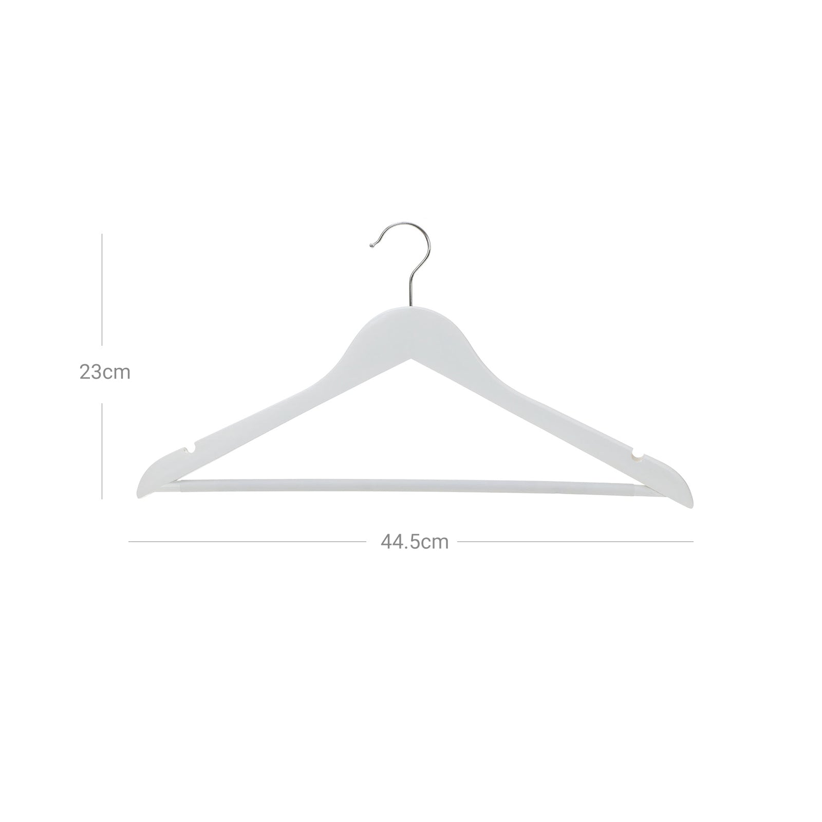 Wood Coat Hangers – Solid Wood – White – Non-Slip Trousers Bar with Shoulder Notches and 360 Degree Swivel Hook – Pack of 30
