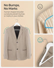 Wooden Hangers – Wood – White – Pack of 50 with Anti-Slip Sleeve and Metal Hook