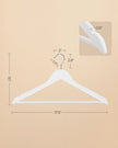 Wooden Hangers – Wood – White – Pack of 50 with Anti-Slip Sleeve and Metal Hook