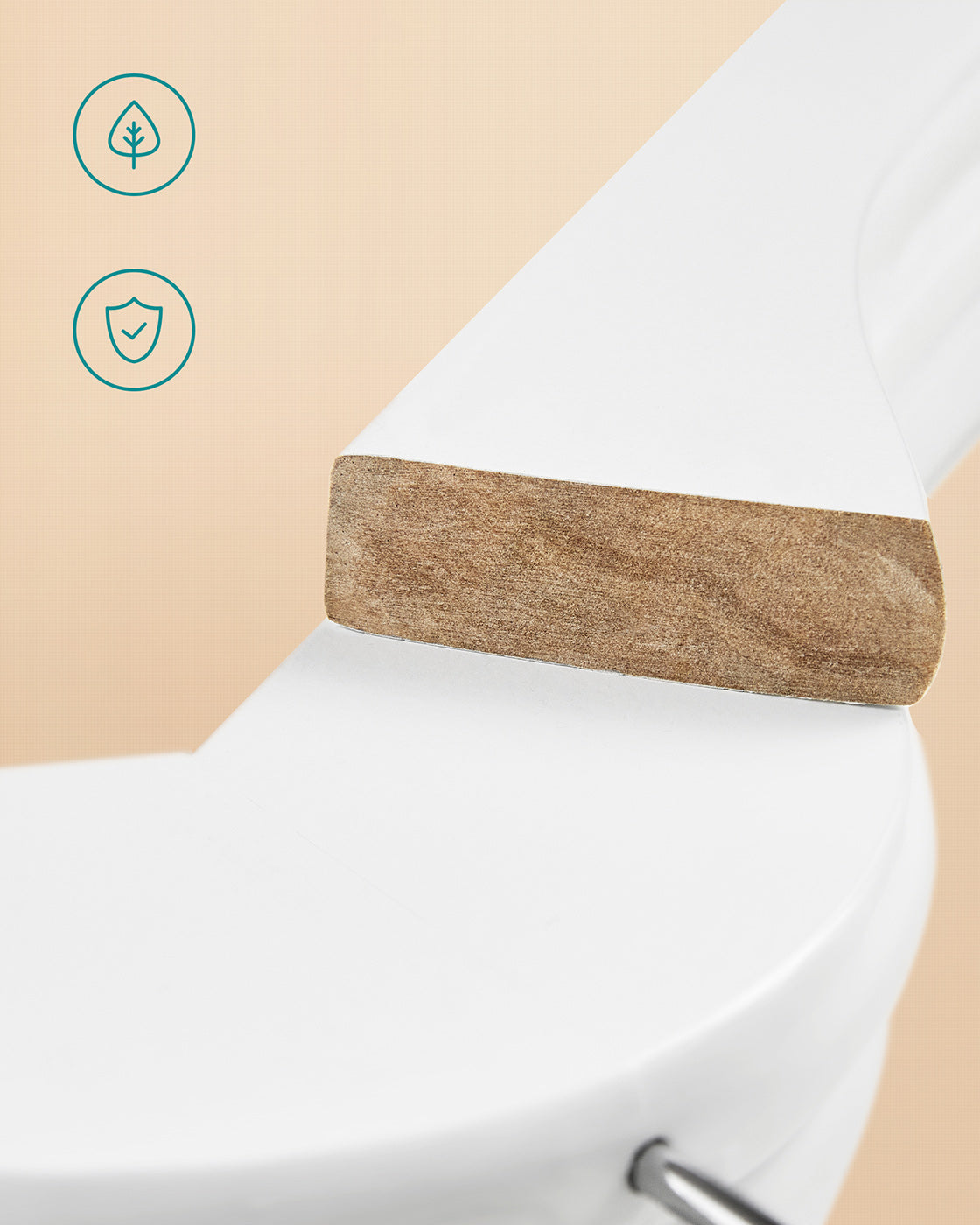 Wooden Clothes Hangers – Wood – White – Pack of 50 with Metal Hook and Anti-Slip Sleeve