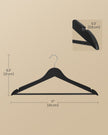 Wooden Hangers – Solid Birch – Ink Black – Pack of 20 with 360° Swivel Hooks and Pants Bar