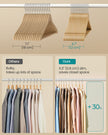 Wooden Hangers – Solid Birch – Natural Beige – Pack of 20 with Pants Bar and 360° Swivel Hooks