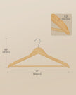 Wooden Hangers – Solid Birch – Natural Beige – Pack of 20 with Pants Bar and 360° Swivel Hooks