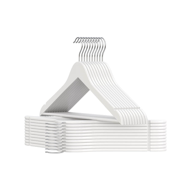 Wooden Hangers – Solid Birch Wood – Cloud White – Pack of 20 with 360° Swivel Hooks