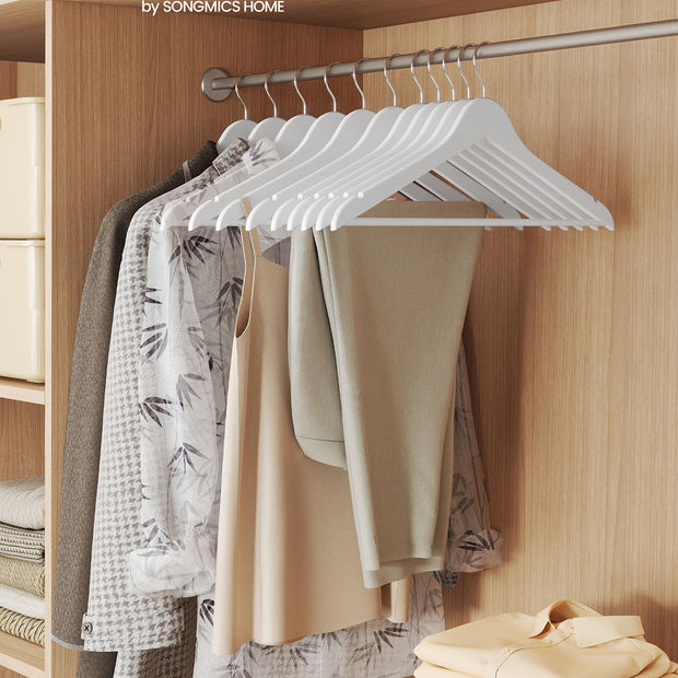 Wooden Hangers – Solid Birch Wood – Cloud White – Pack of 20 with 360° Swivel Hooks