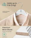 Wooden Hangers – Solid Birch Wood – Cloud White – Pack of 20 with 360° Swivel Hooks