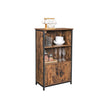 Cabinet – Wood – Rustic Brown and Black – Multifunctional with Open and Closed Compartments