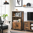 Cabinet – Wood – Rustic Brown and Black – Multifunctional with Open and Closed Compartments