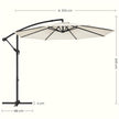Cantilever Garden Parasol – Fabric – Grey – 3 m with Crank and Base, UPF 50+ Sunshade