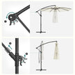 Cantilever Garden Parasol – Fabric – Grey – 3 m with Crank and Base, UPF 50+ Sunshade