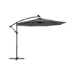 Cantilever Garden Parasol – Fabric – Red – Solar-Powered LED Lights, UPF 50+ Protection