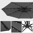 Cantilever Garden Parasol – Fabric – Red – Solar-Powered LED Lights, UPF 50+ Protection