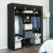 Clothes Wardrobe – Canvas – Beige – Storage with Hanging Rail and Shelves 175 x 150 x 45 cm