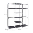 Clothes Wardrobe – Canvas – Beige – Storage with Hanging Rail and Shelves 175 x 150 x 45 cm