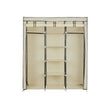 Canvas Wardrobe – Fabric – Beige – Clothes Hanging Rail with Storage Shelves 175 x 150 x 45 cm