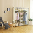 Canvas Wardrobe – Fabric – Beige – Clothes Hanging Rail with Storage Shelves 175 x 150 x 45 cm