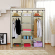 Canvas Wardrobe – Fabric – Beige – Clothes Hanging Rail with Storage Shelves 175 x 150 x 45 cm