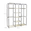 Canvas Wardrobe – Fabric – Beige – Clothes Hanging Rail with Storage Shelves 175 x 150 x 45 cm