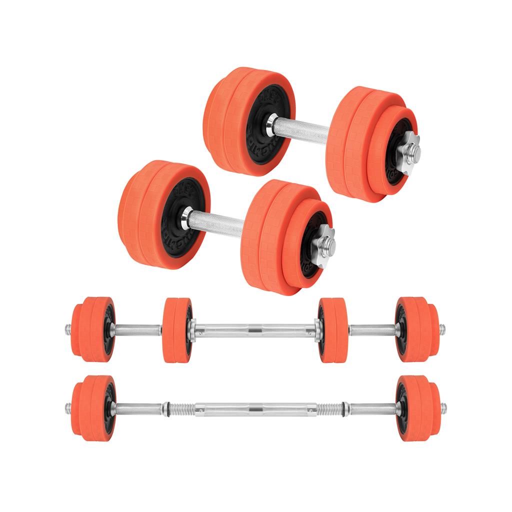 Adjustable Dumbbells Set – Cast Iron – Black – Includes Extra Barbell Bar, 30 KG