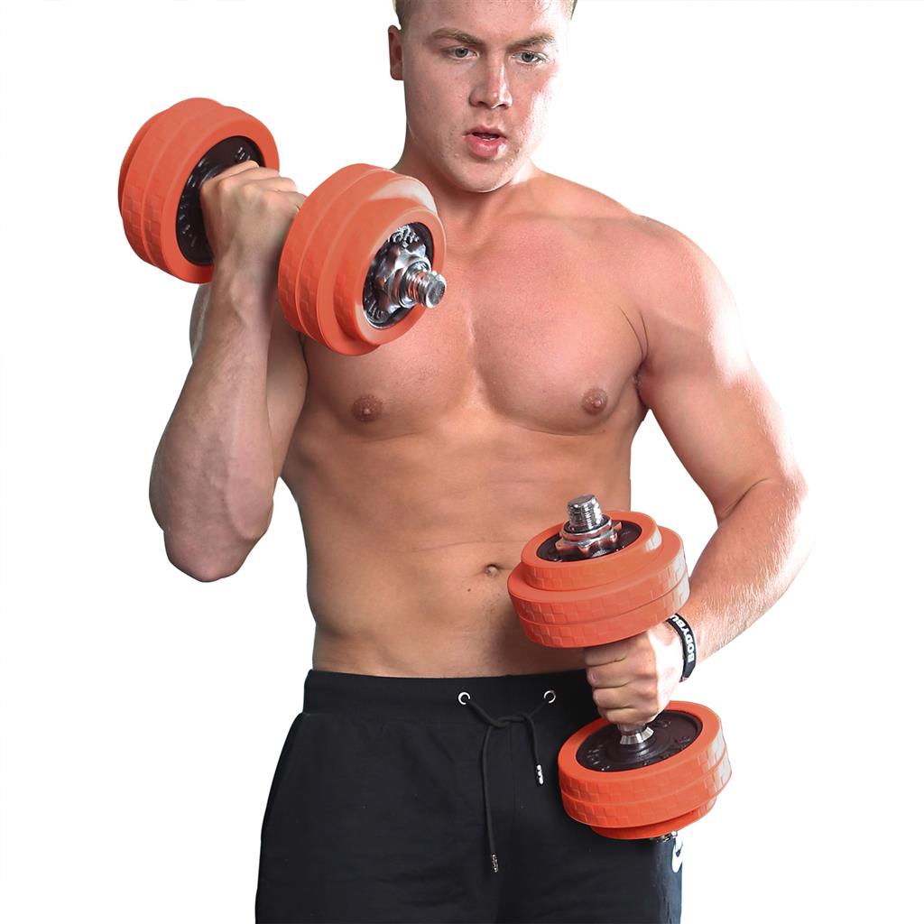 Adjustable Dumbbells Set – Cast Iron – Black – Includes Extra Barbell Bar, 30 KG