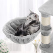 Cat Tree – Engineered Wood – Light Grey – Multi-Level with Hammock and Feeder Bowl