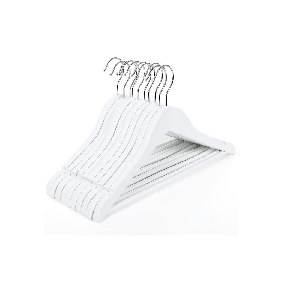 Children's Wooden Clothes Hangers – Wood – White – 360° Rotating Hook with Notches, 35cm