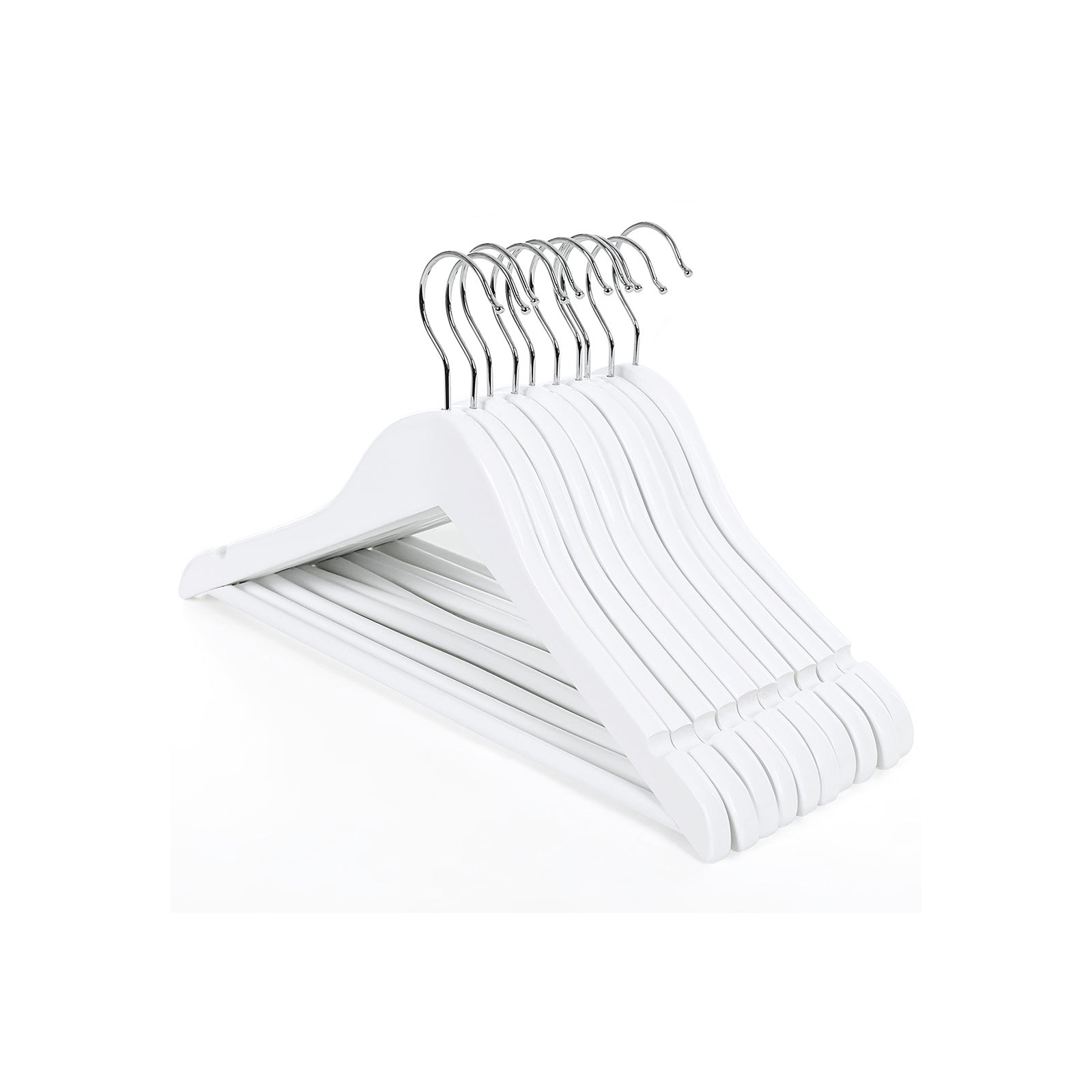 Children's Wooden Clothes Hangers – Wood – White – 360° Rotating Hook with Notches, 35cm