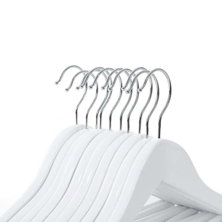 Children's Wooden Clothes Hangers – Wood – White – 360° Rotating Hook with Notches, 35cm