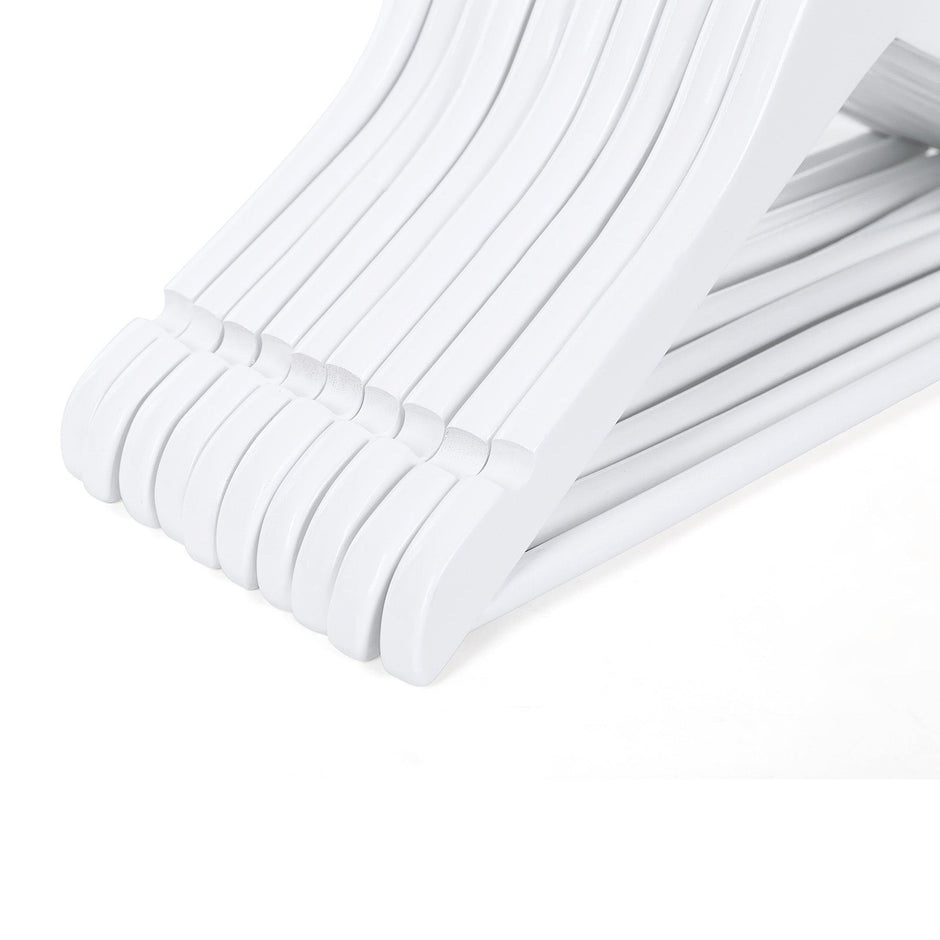 Children's Wooden Clothes Hangers – Wood – White – 360° Rotating Hook with Notches, 35cm