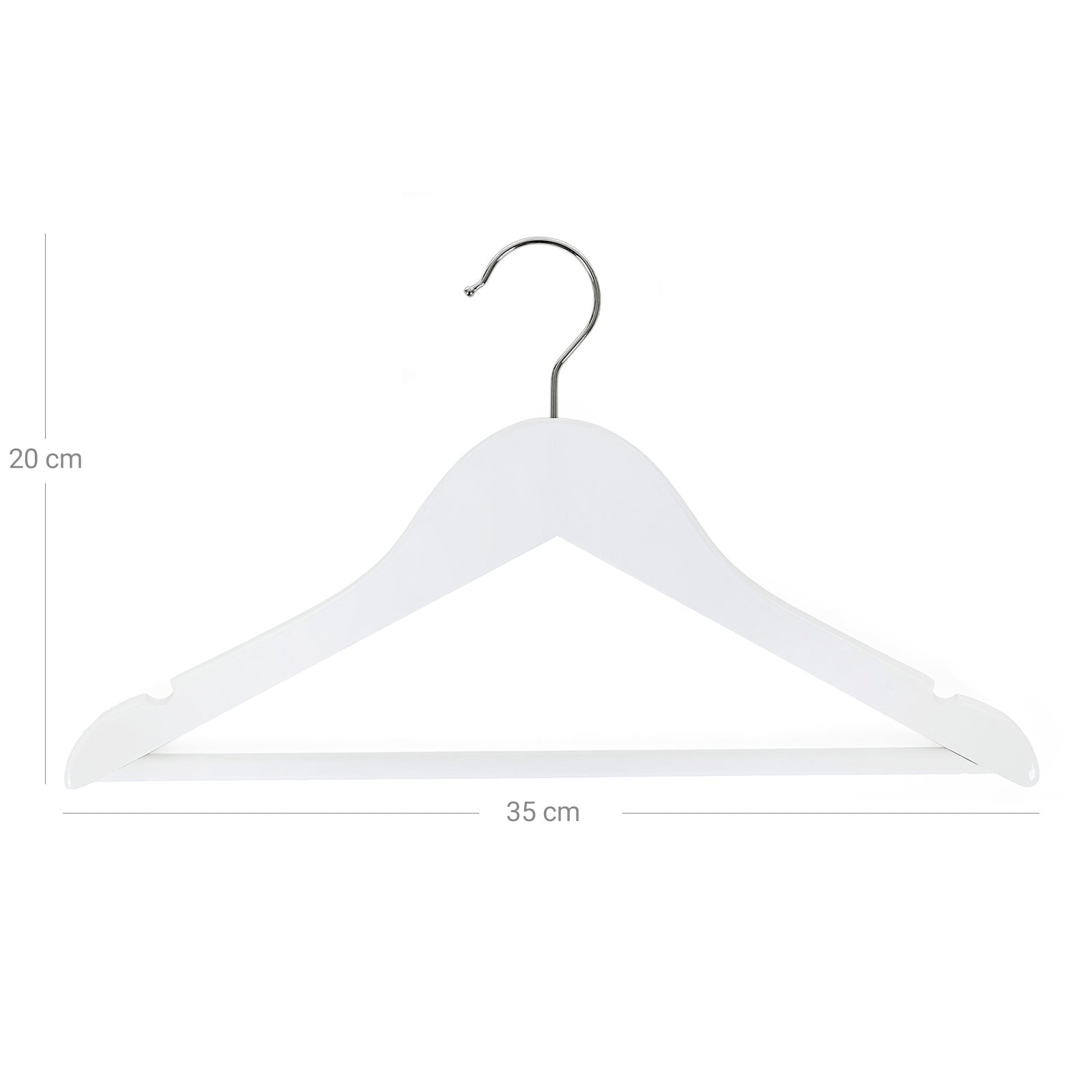 Children's Wooden Clothes Hangers – Wood – White – 360° Rotating Hook with Notches, 35cm