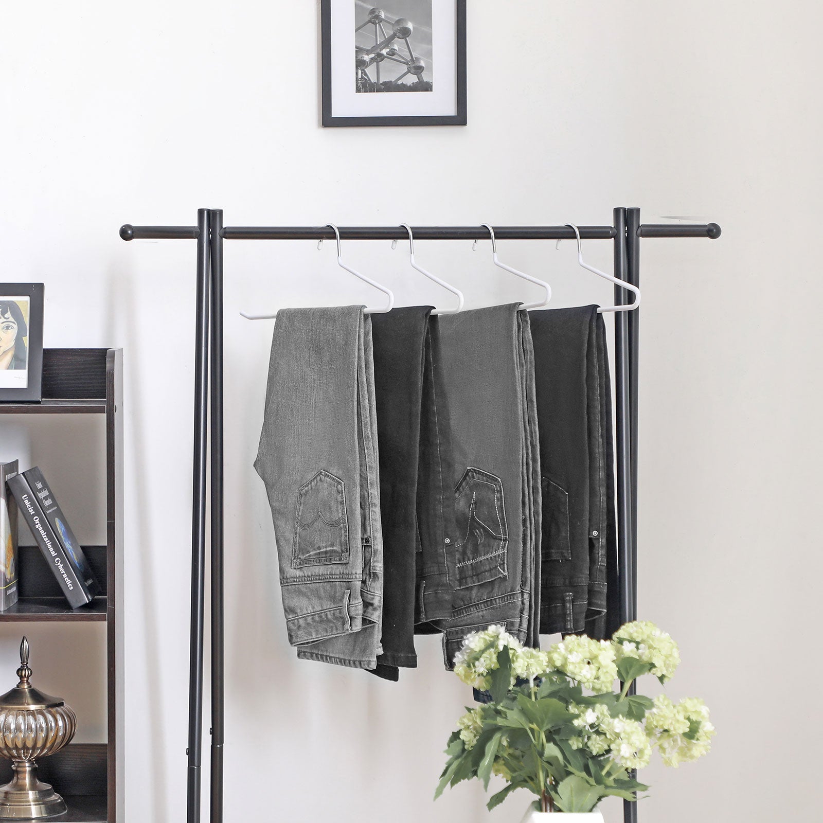 Trousers Hangers – Chrome-Plated Metal – Black – Non-Slip, Set of 20